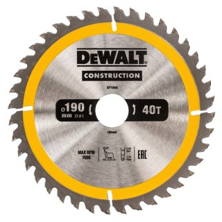 DeWALT Circular Saw Blade 190mm 40 Teeth Carbide Tooth, Alternate Top Bevel DT1945-QZ
