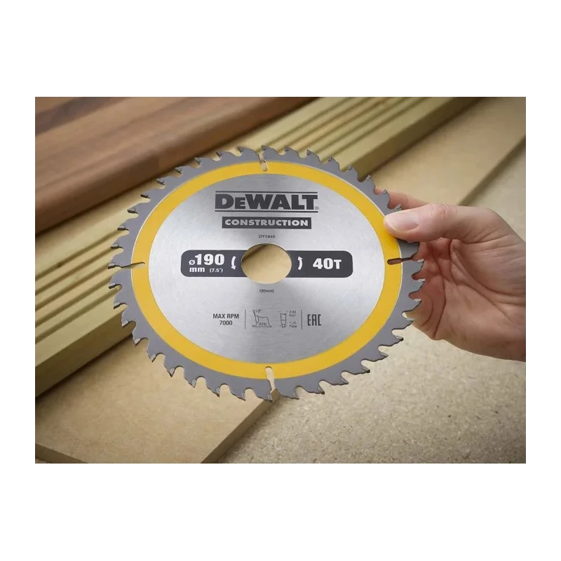 DeWALT Circular Saw Blade 190mm 40 Teeth Carbide Tooth, Alternate Top Bevel DT1945-QZ