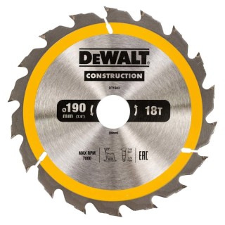 DeWALT Circular Saw Blade Fast Coarse Cut 190 mm 18 Teeth Carbide DT1943-QZ