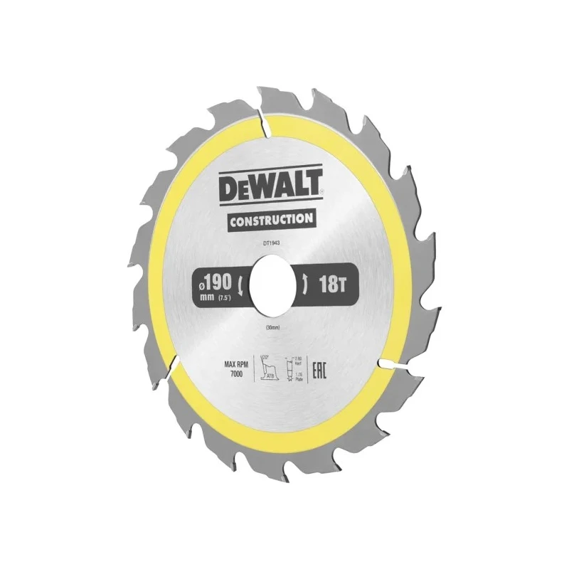 DeWALT Circular Saw Blade Fast Coarse Cut 190 mm 18 Teeth Carbide DT1943-QZ