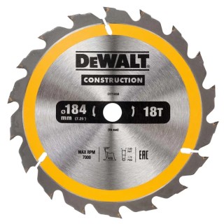 DeWALT Circular Saw Blade for Timber with Embedded Nails, 184mm Diameter, 18 Teeth, 16mm Arbor Diameter DT1938-QZ