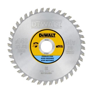 DeWALT Circular Saw Blade 140mm 40 Teeth Per Inch, Tungsten Carbide, for Stainless Steel, Aluminium DT1918-QZ