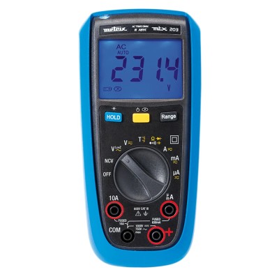Metrix Handheld True RMS Digital Multimeter 750 V AC/DC CAT III 600V MTX203-Z