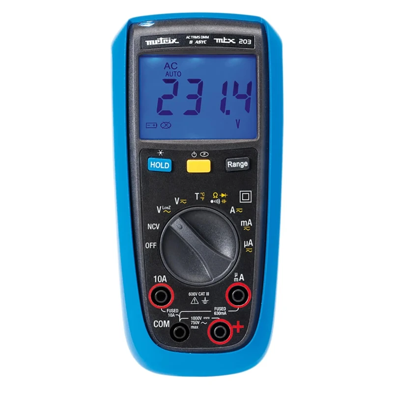Metrix Handheld True RMS Digital Multimeter 750 V AC/DC CAT III 600V MTX203-Z