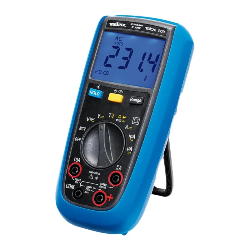 Metrix Handheld True RMS Digital Multimeter 750 V AC/DC CAT III 600V MTX203-Z