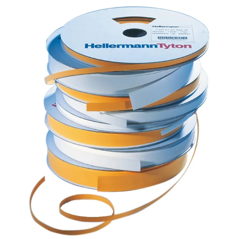 HellermannTyton TLFX Heat Shrink Labels, White and Yellow, 50.8 mm Maximum Cable Diameter, 1.2 mm 554-51201 TLFX48YE-PO-X-YE