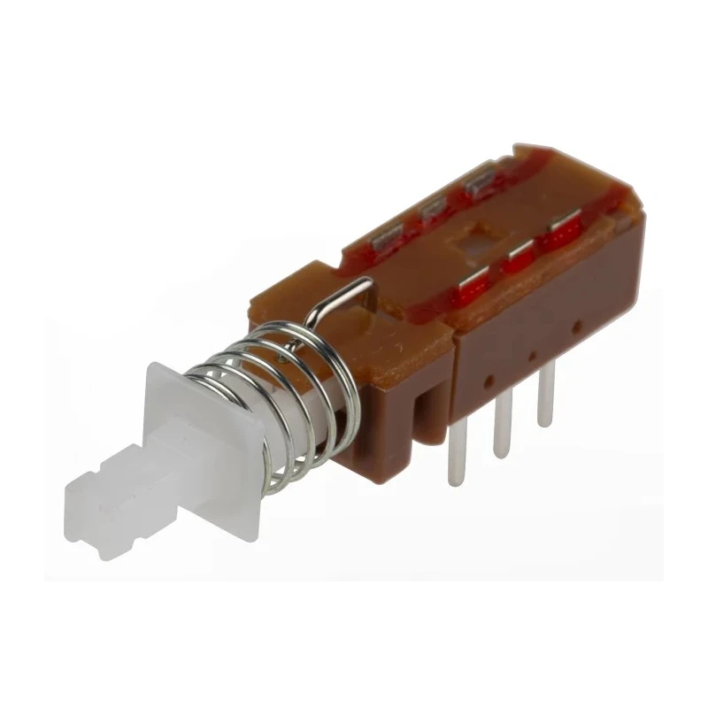 KNITTER-SWITCH Miniature Push Button Switch , Latching, DPDT, PCB Mount, White LED, IP40 IP67, 100 V AC 100 MPBS-22H01-LF-14