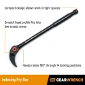 GearWrench Crow Bar 203.2mm Length Black Phosphate Alloy Steel Curved End Indexing Pry Bar 82208
