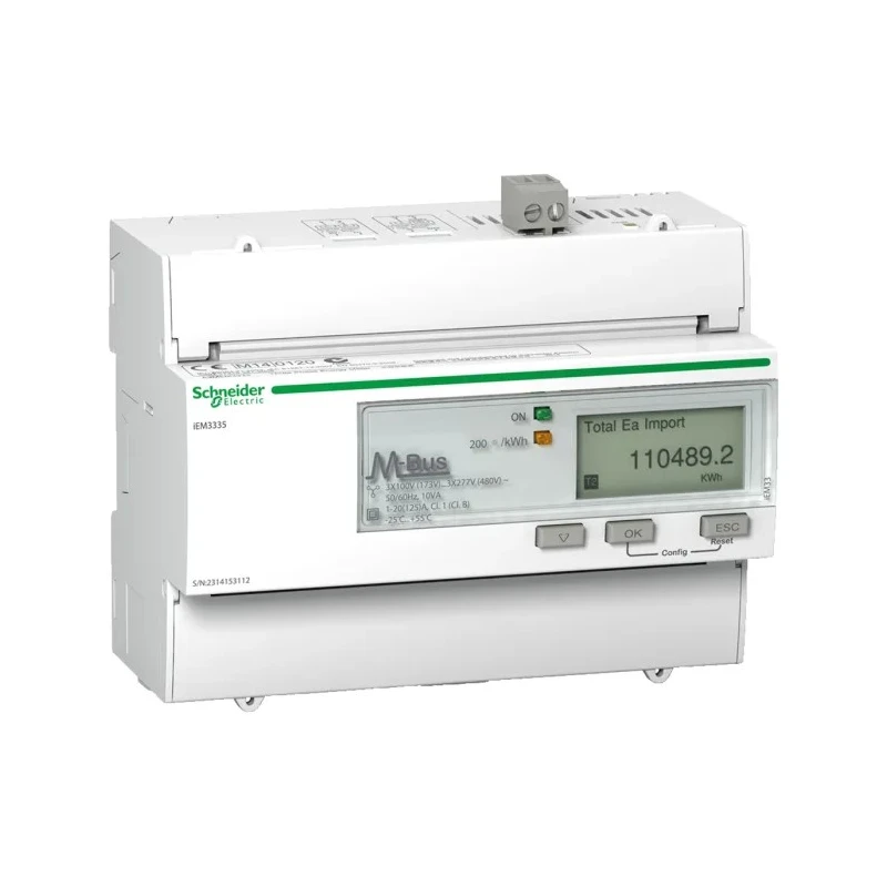 Schneider Electric 3 Phase Electronic LCD Energy Meter Acti9 iEM Series A9MEM3335