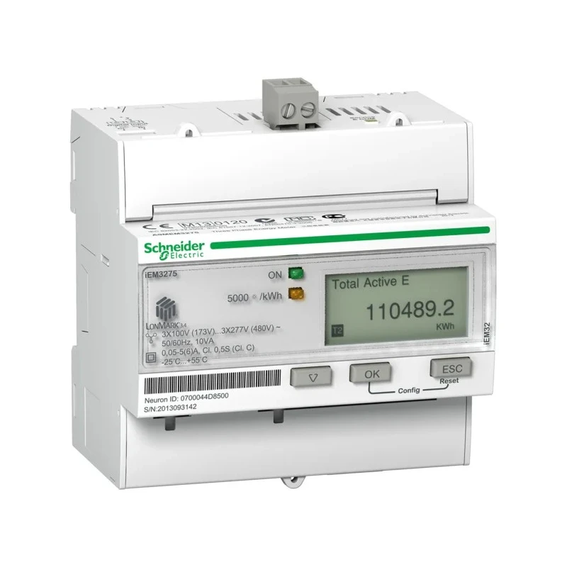 Schneider Electric 3 Phase Electronic LCD Energy Meter Acti9 iEM Series Model A9MEM3275