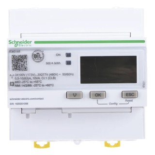 Schneider Electric 3 Phase Electronic LCD Energy Meter Acti 9 iEM3000 Series A9MEM3165