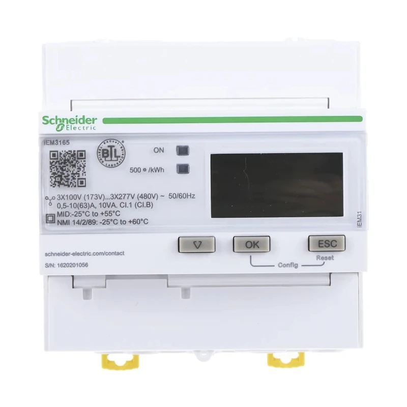 Schneider Electric 3 Phase Electronic LCD Energy Meter Acti 9 iEM3000 Series A9MEM3165