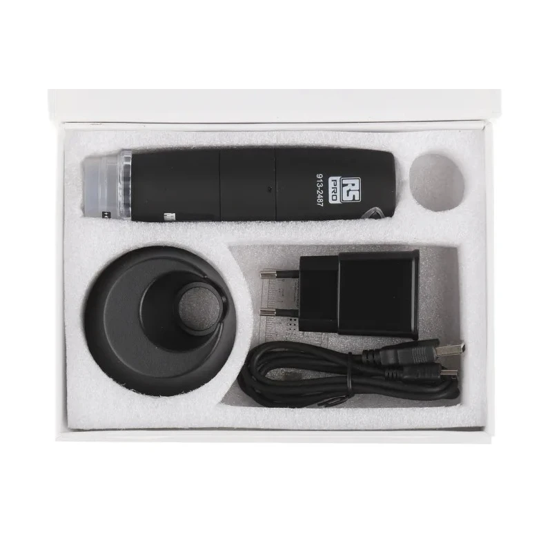 RS PRO USB WiFi Digital Microscope 1280 x 1024 Pixel 5 to 200X Magnification LED Illuminated Type C EU Plug 913-2487