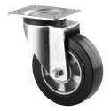 Tente Heavy Duty Swivel Castor with Black Elastic Tread 160 mm Wheel Diameter 450 kg Load Capacity 3670IEP160P63