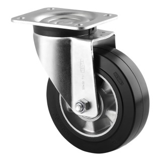 Tente Heavy Duty Swivel Castor with Black Elastic Tread 160 mm Wheel Diameter 450 kg Load Capacity 3670IEP160P63