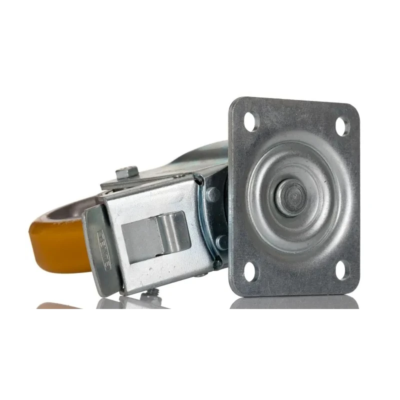 Tente Braked Swivel Castor, 300 kg Capacity, 125 mm Wheel Diameter, Polyurethane Wheel, Pressed Steel Frame 3677ITP125P62