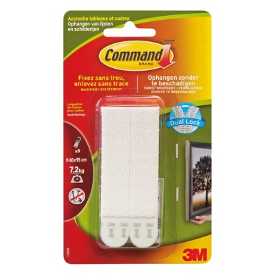 3M White Hook & Loop Tape, 19mm Width x 92.7mm Length, Foam Polyethylene, Polypropylene, Adhesive Silicone 17206BL