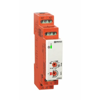 Broyce Control LEDO/2 Series DIN Rail Timer Relay, 2-Contact, 12 to 230 V AC/DC, ON Delay Mode, 0.1 s LEDO/2 12-230V AC/DC
