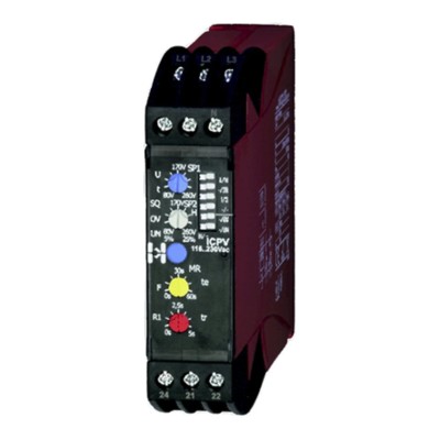 Hiquel 3 Phase Monitoring Relay, 80/260 V Monitor Range, DPDT Contact, DIN Rail Mount, 115V AC / 230V AC ICP-V
