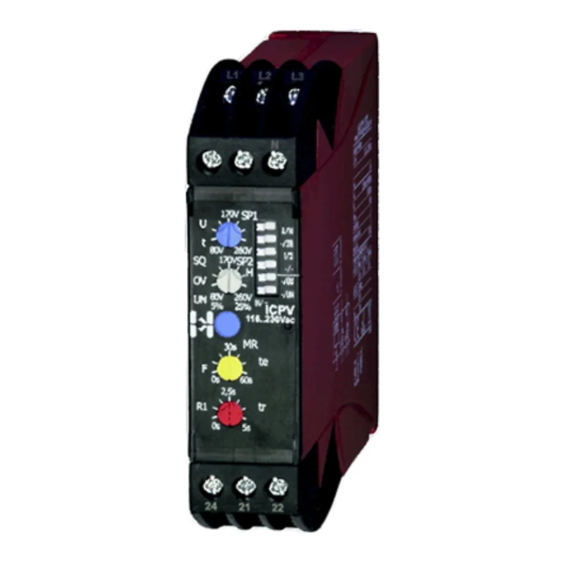 Hiquel 3 Phase Monitoring Relay, 80/260 V Monitor Range, DPDT Contact, DIN Rail Mount, 115V AC / 230V AC ICP-V