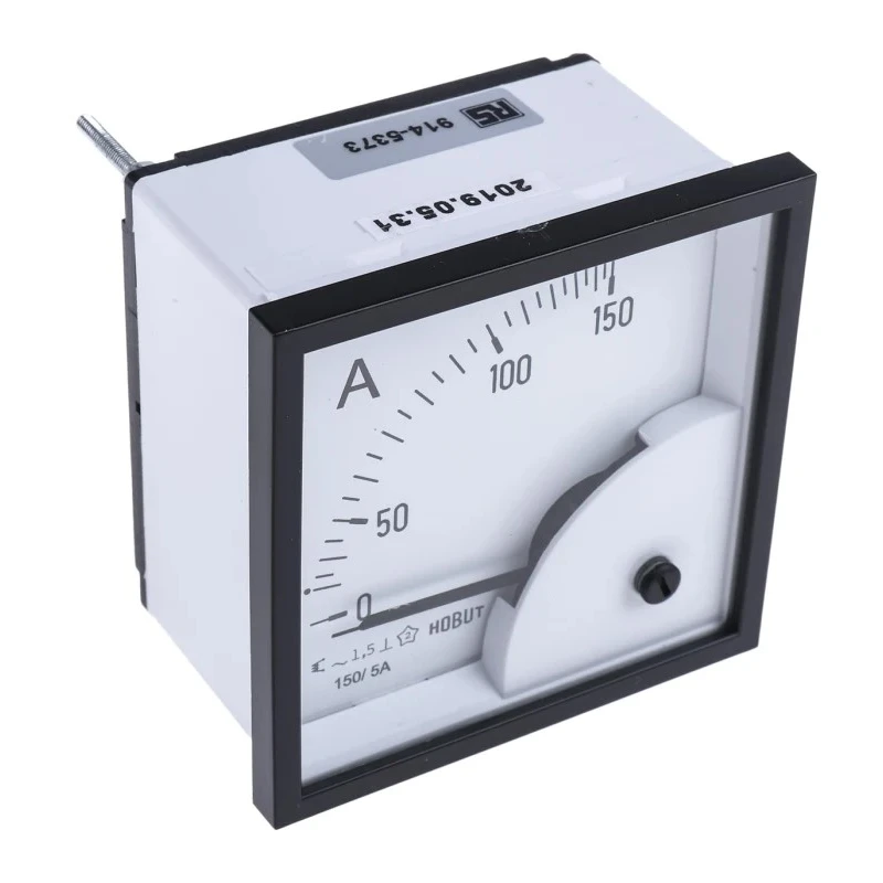 HOBUT Analogue Panel Ammeter 100 A AC/DC, CT Operated DIN Moving Iron, Accuracy Class 1.5 D72SD5A/0-150A