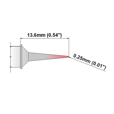 Thermaltronics 0.25 mm Micro Fine 13.6 mm Soldering Iron Tip S75MF003