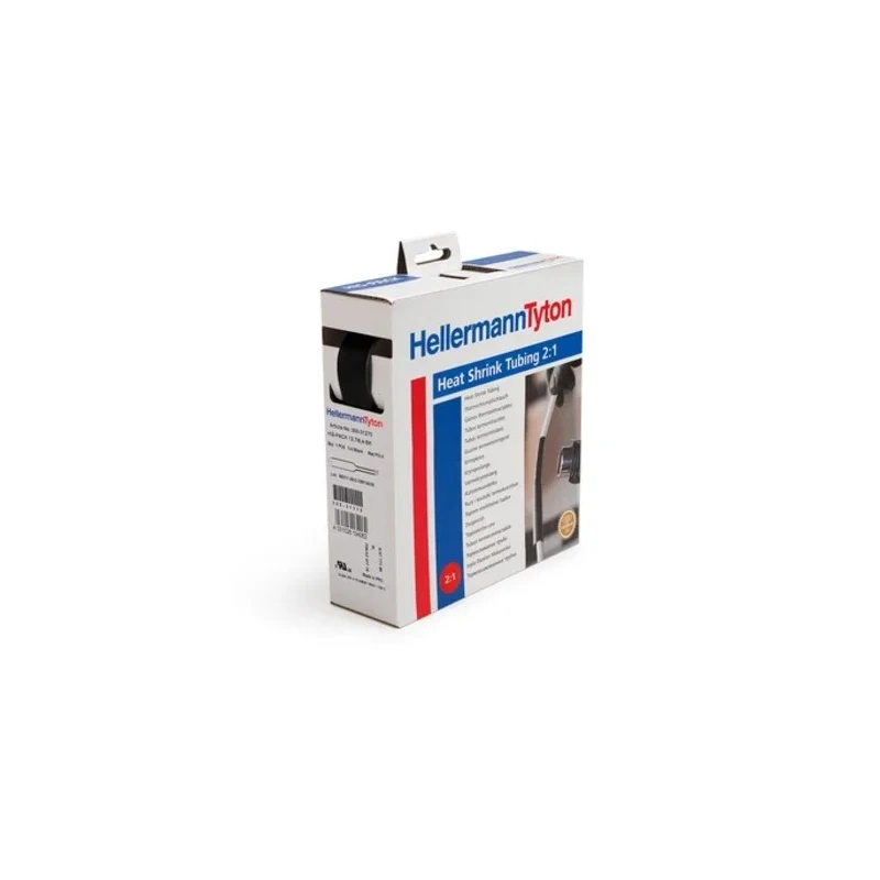 HellermannTyton Heat Shrink Tubing Black 25.4 mm Sleeve Diameter x 5m Length 2:1 Ratio 300-32540 HIS-PACK-25.4/12.7-PO-X-BK