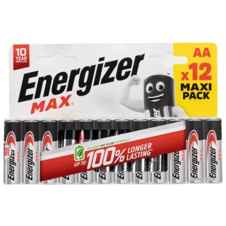 Energizer MAX Zinc Manganese Dioxide Alkaline AA Battery 1.5 V 2.5Ah Pack of 12 7638900437782