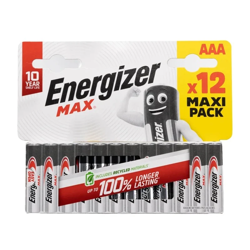 Energizer MAX Zinc Manganese Dioxide AAA Battery 1.5 V 1.2Ah 12 Pack 7638900438031