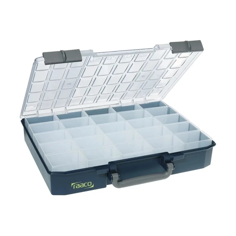 Raaco 25 Cell Blue Polypropylene, Polycarbonate Compartment Box 80 mm x 415 mm x 330 mm 136327