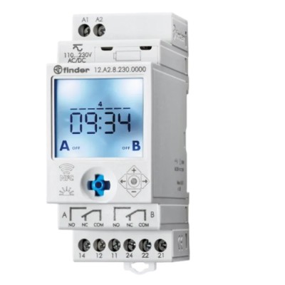 Finder Digital with NFC 12 DIN Rail Time Switch, 2-Channel 230V ac/dc 12.A2.8.230.0000 NFC