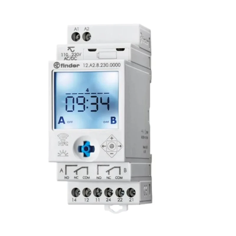 Finder Digital with NFC 12 DIN Rail Time Switch, 2-Channel 230V ac/dc 12.A2.8.230.0000 NFC