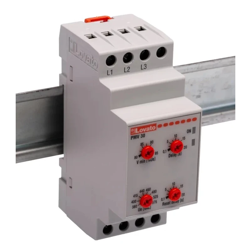 Lovato Electric Monitoring Relay 3 Phase SPDT DIN Rail Mount 208, 240V AC PMV30A575