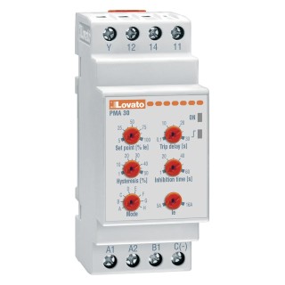 Lovato Electric Single Phase SPDT Monitoring Relay, DIN Rail Mount, 0.25A to 16A, 0 V dc/ac PMA30240