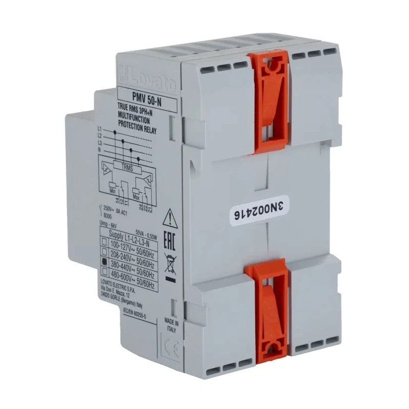 Lovato Electric Monitoring Relay 3 Phase SPDT DIN Rail Mount 380-440V AC PMV50NA440