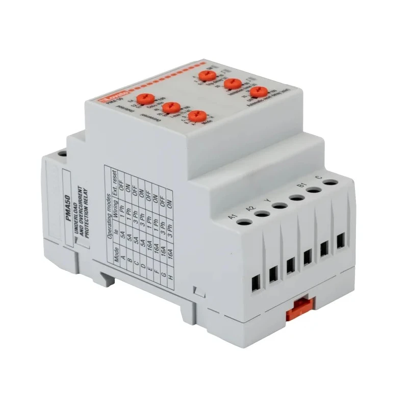 Lovato Electric Monitoring Relay 1, 3 Phase SPDT DIN Rail Mount 0.1A to 16A 440V AC 480V AC PMA50A480