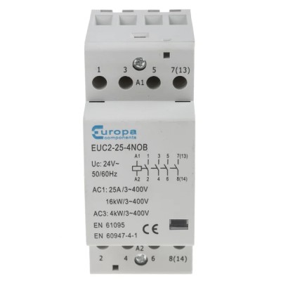 Europa 24V AC Coil 4-Pole 25 A Motor Control Contactor EUC2-25-4NOB