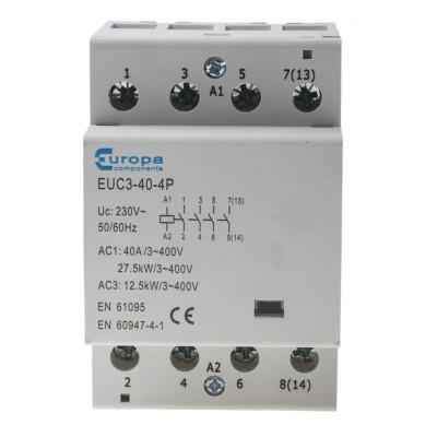 Europa 230V AC Coil 4-Pole Motor Control Contactor 40 A 12.5 kW EUC3-40-4P