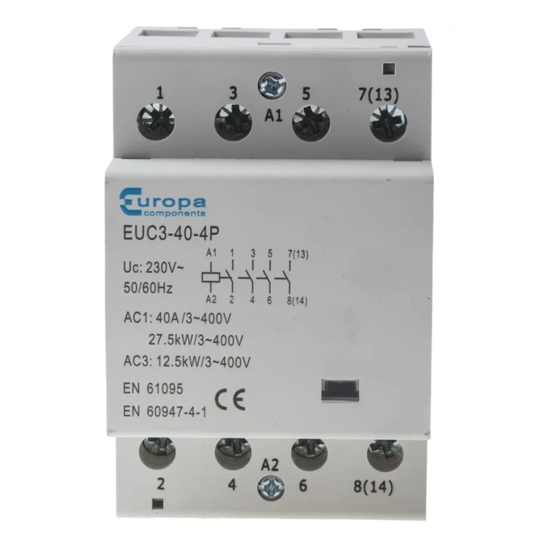 Europa 230V AC Coil 4-Pole Motor Control Contactor 40 A 12.5 kW EUC3-40-4P