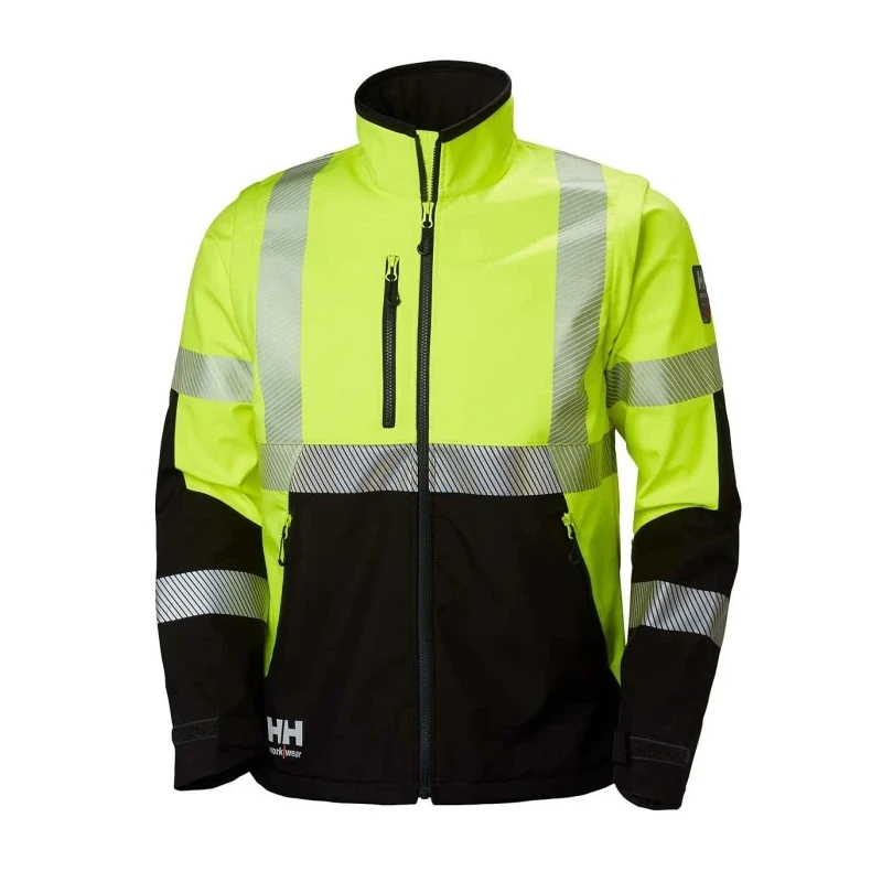 Helly Hansen ICU Ebony Yellow Unisex Hi Vis Softshell Jacket Size L 74272_369-L