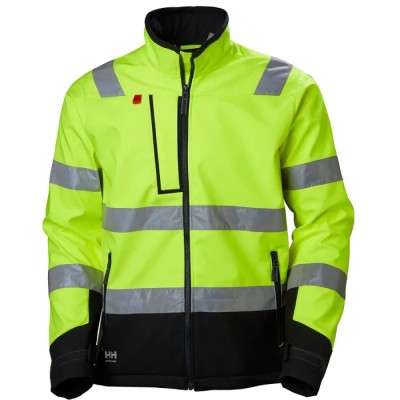 Helly Hansen Hi Vis Softshell Jacket Yellow Polyester Unisex Size M Zipper Closure Alna Series 74095_369-M