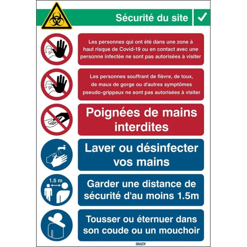 Brady Safety Poster Laminated Polyester B-7541 French Text 371 mm x 262 mm 306806
