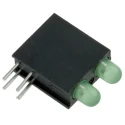 Dialight Green Right Angle PCB LED Indicator 3 mm, 2 LEDs, Through Hole Mount, 2.1 V, 80 mW Power Dissipation 553-0122F