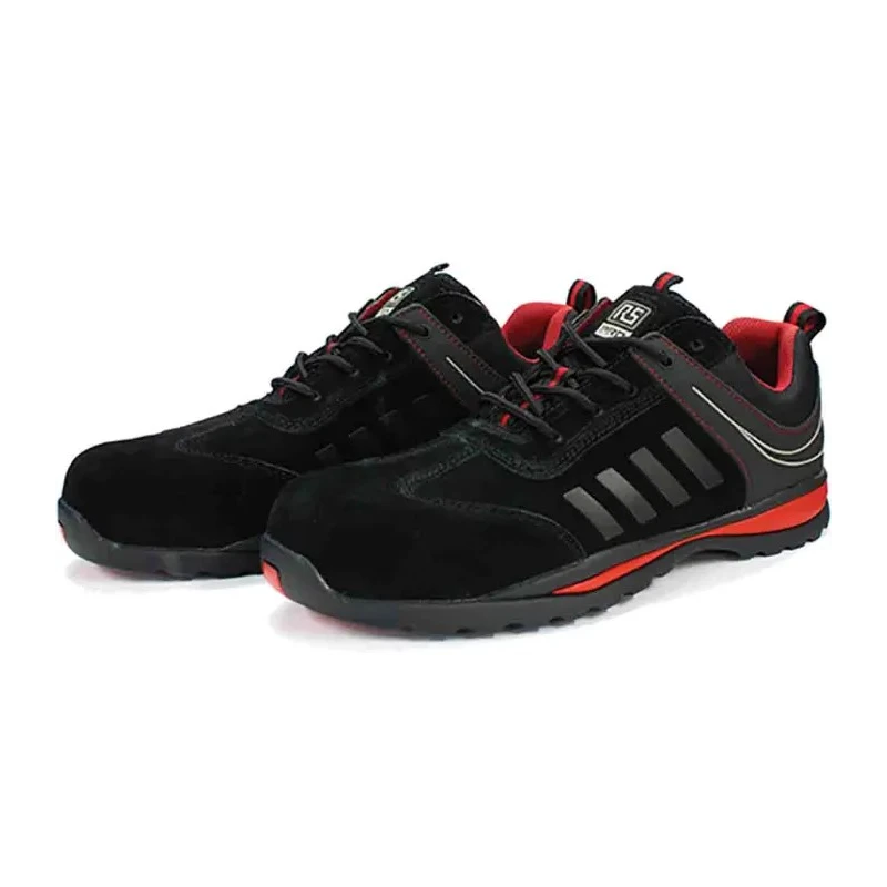 RS PRO Men's Black, Red Fibreglass Safety Trainer UK Size 8 EU Size 42 Lace Up Fibreglass Toe Composite Midsole RS360/008