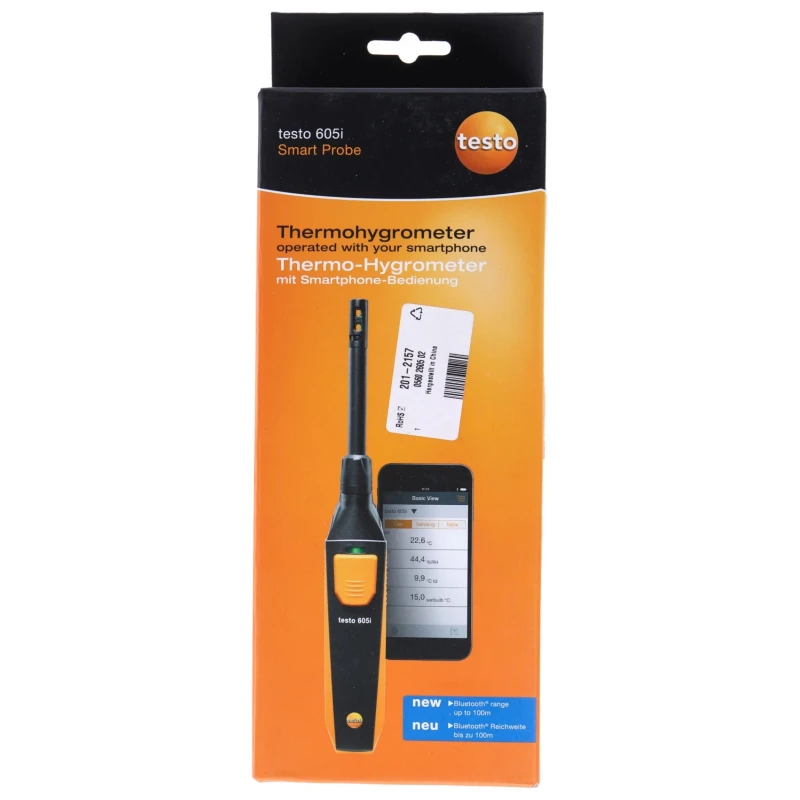 Testo Digital Hygrometer 0 to 100% RH, ±5 %RH Accuracy, -20 to 60°C Range 0560 2605 02