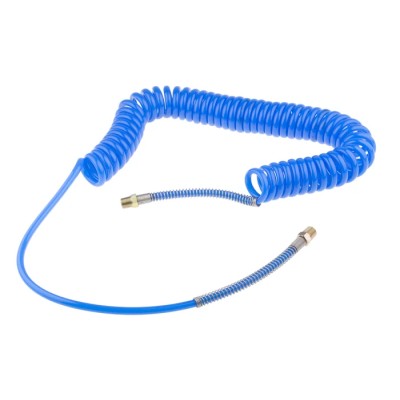 RS PRO 4 m Blue Polyurethane Recoil Hose, 65°C Maximum Operating Temperature, -20°C Minimum Operating Temperature 917-2337
