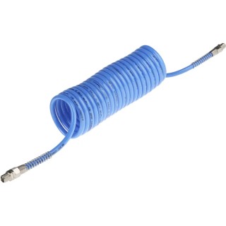 RS PRO Blue Polyamide Recoil Hose 3.5 m Length 10 mm OD 8 mm ID BSP 1/4 in Male Swivel Coupling 3/8 in BSP Swivel 917-2362