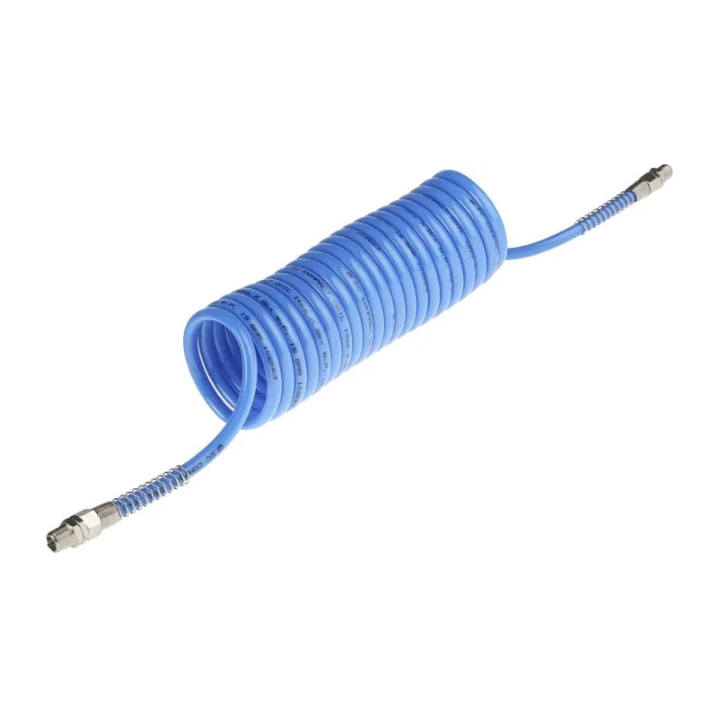 RS PRO Blue Polyamide Recoil Hose 3.5 m Length 10 mm OD 8 mm ID BSP 1/4 in Male Swivel Coupling 3/8 in BSP Swivel 917-2362