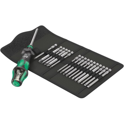 Wera Interchangeable Standard Screwdriver Set 18-Piece with Turbo Handle and 1/4 in Hexagon Rapidaptor 05057482001