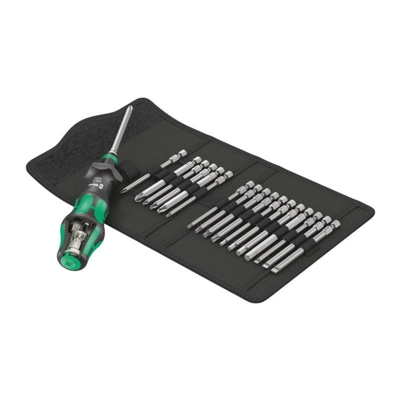 Wera Interchangeable Standard Screwdriver Set 18-Piece with Turbo Handle and 1/4 in Hexagon Rapidaptor 05057482001